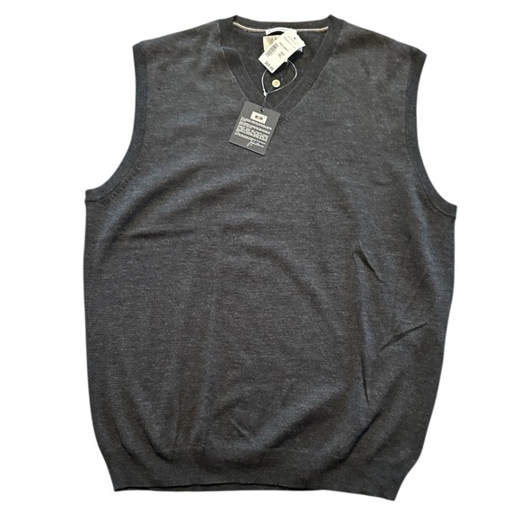 Joseph Abboud 100% Merino Wool Sweater Vest XL Charcoal Grey NWT V Neck Winter - Picture 9 of 11
